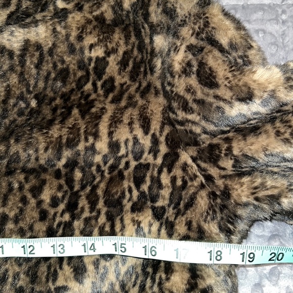 Free People large About Town Hooded faux fur leopard print coat jacket flaws - Picture 5 of 16